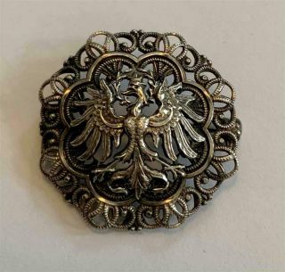 Rare Antique Wwi German Prussian 800 Silver Imperial Eagle Pin Brooch Badge