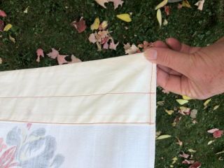 Vintage 50s Tablecloth 52x43 Peach Bows Red/Blue Floral Fabric Sleeve Full Desig 3