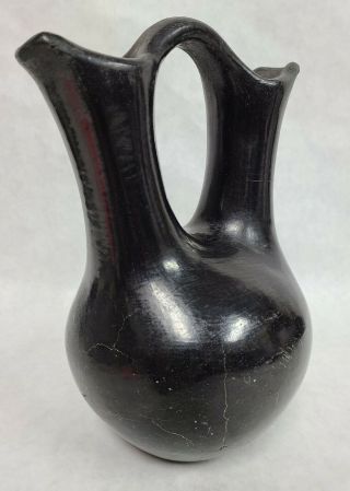 Old San Ildefonso Santa Clara Black Pottery Wedding Vase Native American Indian