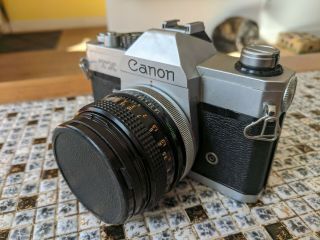 Canon TX Film,  1.  8 50mm lens,  2.  8 28mm lens 35mm SLR Film Camera Vintage 3