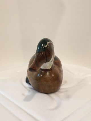 Vintage Unique Hand Carved & Painted Wood Duck Wooden Decoy With Glass Eyes 2