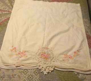 Vintage Whole Home Off - White Cotton Floral Embroidery Cafe Curtains 4 Panels