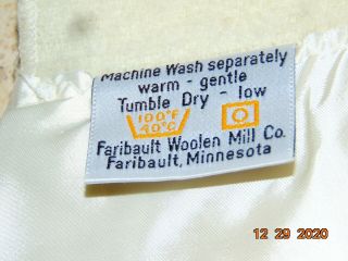 Vintage FARIBO Satin Trim Blanket 100 Wool 64 