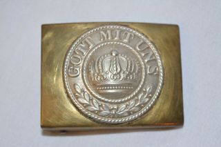 Antique Wwi German Army Brass Belt Buckle " Gott Mit Uns " God With Us Militaria