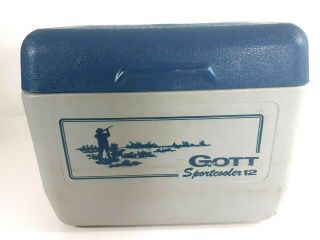 Vintage Gott Tote 12 Cooler Gray W/ Blue Cover 1811/12,  Lunch Bucket