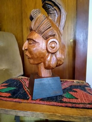 Wood Carving Centeotl Aztec goddess of Maize by Jose Pinal Folk Art Lover Gift 2