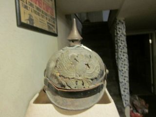 Ww 1 German Prussian Pickelhaube Steel Transition Helmet With Spike And Eagle.