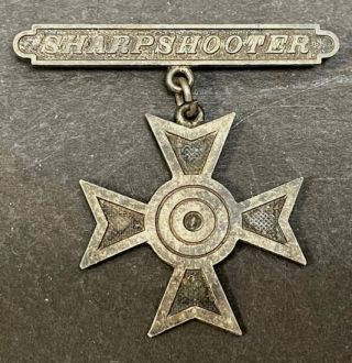 Wwi Us Army & Marine Corps Sharpshooter Badge Pin,  Dated,  Etched W/soldier Name