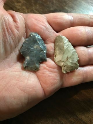 Authentic Arrowheads X 2 Paleo As Found Lorain Co Ohio Creek/river Find