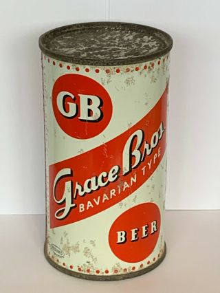 Grace Bros.  Bavarian Type Flat Top Beer Can,  Bottom Open,  Keglined,  Ca,  Empty