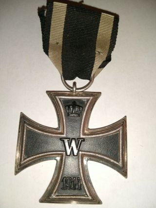 Wwi German 1914 Iron Cross 2nd Class,  Ring Marked W/ribbon