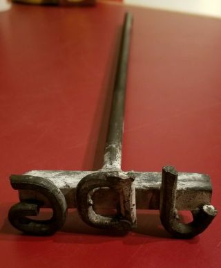 Vintage Hand Forged Branding Iron For Cattle / Livestock W/ Initials " Jdg "