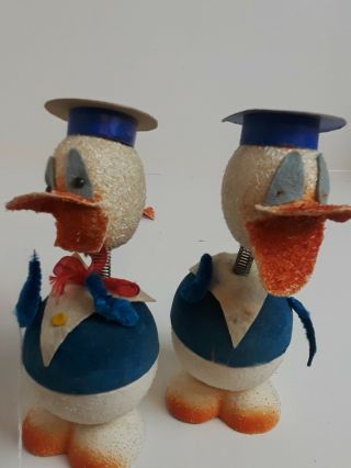 2 Vintage Paper Mache Donald Duck Egg Candy Holder Western Germany