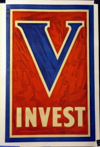V For Victory Liberty Loan Poster Linen First World War I Ww1 Wwi 1918