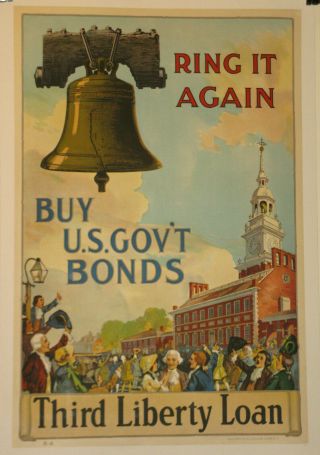 Liberty Loan Poster Linen First World War Ww1 Wwi 1918