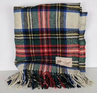 Vintage Clan Royal Scottish Tartan Plaid 100 Wool Stadium Throw Blanket Flaw