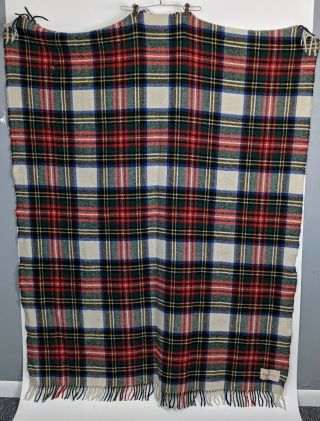 Vintage Clan Royal Scottish Tartan Plaid 100 Wool Stadium Throw Blanket flaw 3