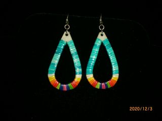 Quilled Lakota Sioux Quilled Earrings,  Tear Drops  Crc7