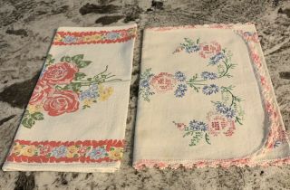 2 Vintage Cloth Table Runners