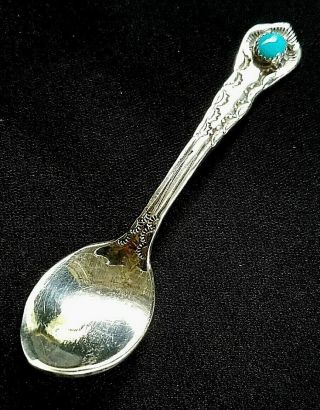 Vintage Navajo Begay Signed Cast Sterling Silver/turquoise Native American Spoon