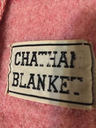 Vintage Chatham Wool Blanket Mauve Pink W Stripes Satin Trim 68 X 80
