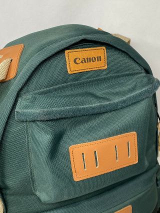 Vintage CANON Canvas Signature SLR Camera Bag Book Bag Green w/ Organizers 3