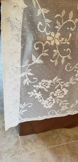 Rare Vintage Off White / Ivory Lace Curtain - 2 Panels 2