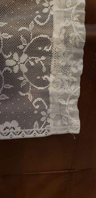 Rare Vintage Off White / Ivory Lace Curtain - 2 Panels 3