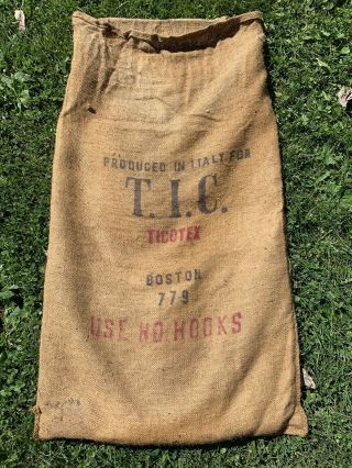 Vintage Burlap Bag Sack 40 " X 22 " T.  I.  C.  Ticotex Italy Boston 779