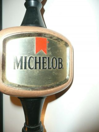Vintage Michelob Beer Tap Handle Black & Natural Wood Finish 12 " Tall 3 Sided
