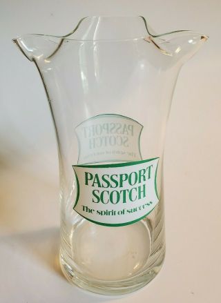Passport Scotch Glass Advertising Pitcher Bar Ware Double Dimple Pinch 7.  5 " Tall