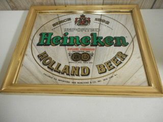 Gold Framed Heineken Imported Holland Beer Sign - Great Addition To Any Man Cave