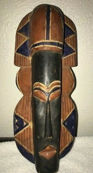 Hand Carved Wood Wooden African Tribal Mask Wall Decor