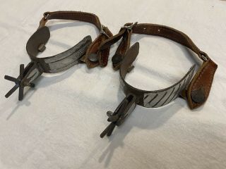 Vintage Mexican Handmade Cowboy Spurs W/ Silver Inlay