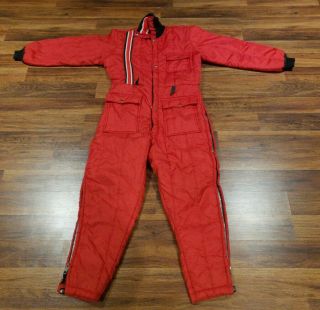 Vintage Davco Red Snowsuit Ski Suit One - Piece Mens Size Medium