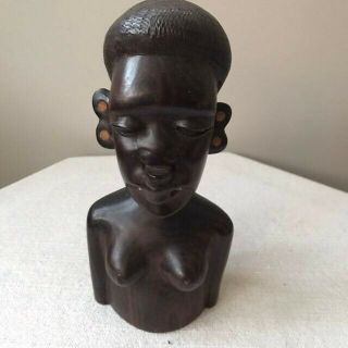 African Ebony Dark Solid Wood Hand Carving Female
