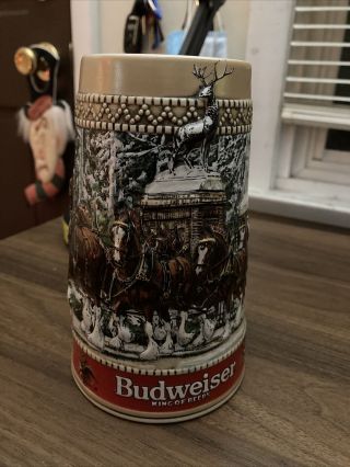 1987 Anheuser Busch Budweiser Beer Clydesdale Holiday Stein C Series