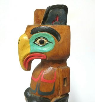 Vintage Pacific Northwest Coast Native American Totem Pole Hand Carved 10 3/4 "