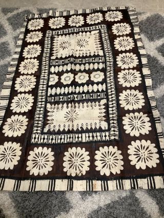 Huge Tapa Cloth Tapestry 51” X 79” Vintage Polynesian
