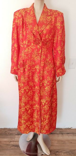 Vintage 40s 50s Chinese Japanese Asian Silk Robe Dress Cheongsam Kimono Sz S