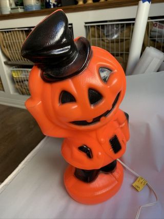 Euc Vintage Halloween Light Pumpkin Man Blow Mold Empire 1969 14 "