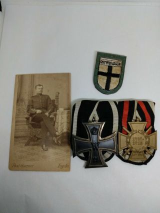 Ww1 Imperial German Iron Cross Medal Bar With Owners Picture
