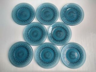 Vintage Indiana Glass Blue Colony Park Lane 8.  5 " Plates Set Of 8