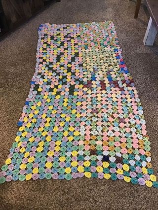 Vintage Hand Made Yoyo Quilt Top 77” By 37”