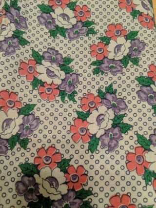 Vintage Open Feedsack/floursack Floral - Pink,  Purple,  White And Green