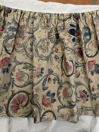 Vintage Ralph Lauren Provence King Linen Bedskirt Dust Ruffle Blue,  Pink Floral