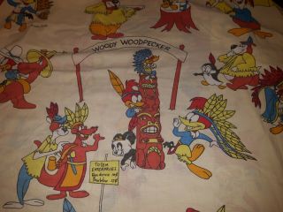 Rare Vintage Woody Woodpecker Twin Fitted Bed Sheet Or Fabric Western Theme Vgc