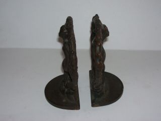 Vintage Art Deco Nude Lady Bronze Finish Cast Iron Bookends 3