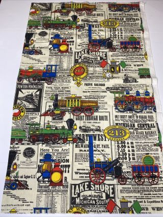 38” X 44” Material Train House N’ Home Fabric And Draperies Inc Nos