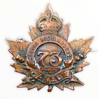 Ww1 Canadian Cef 73rd Battalion Vimy Ridge Collar Single